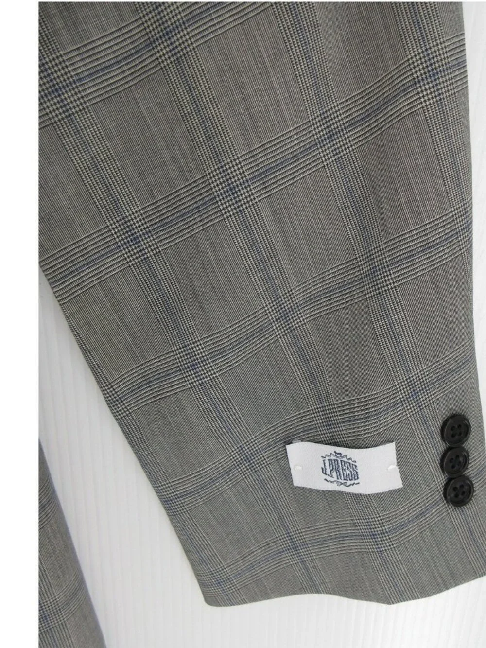 J Press Suit 50 Pure Wool Windowpane Glen Plaid Three Button 44W NEW